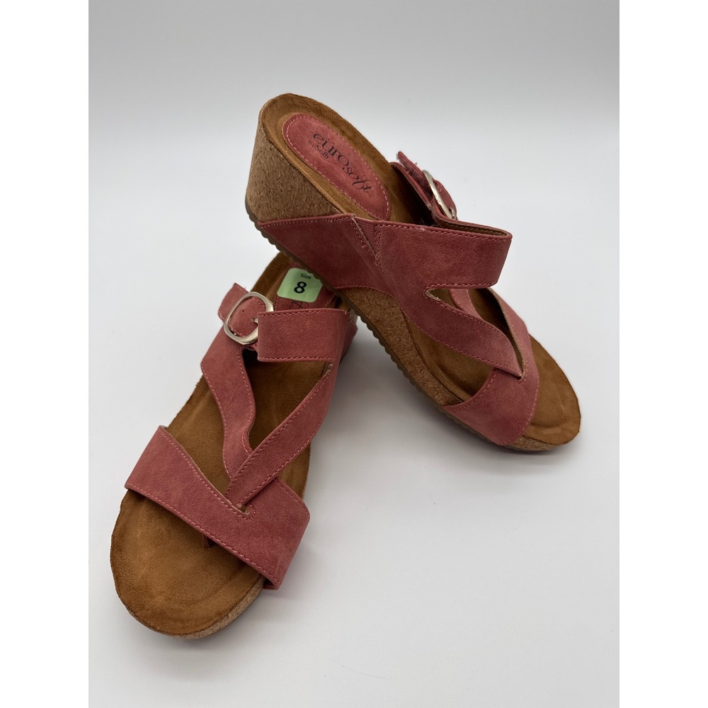 EuroSoft by Sofft Emrie Mauve Pink Wedge Sandals Womens 8M Strappy Cork boho